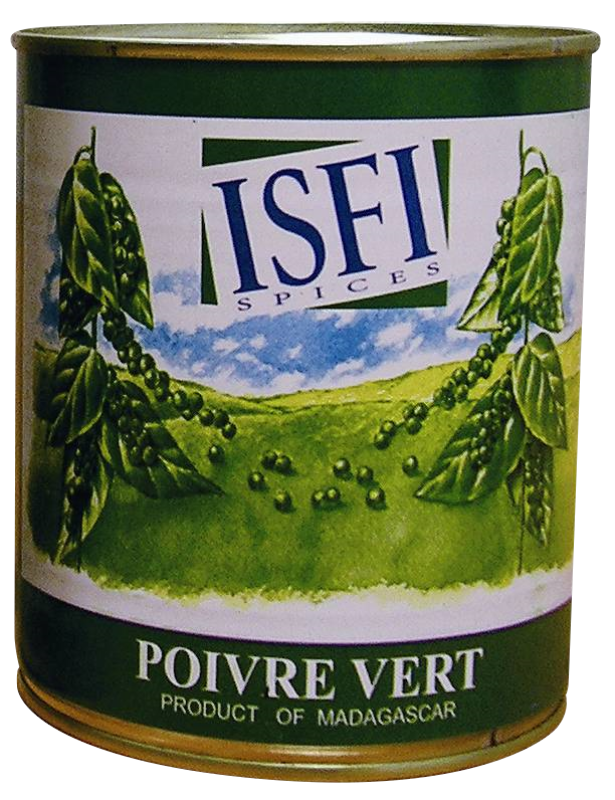 Isfi Poivre vert en grains au naturel 110gr bocal - Nevejan